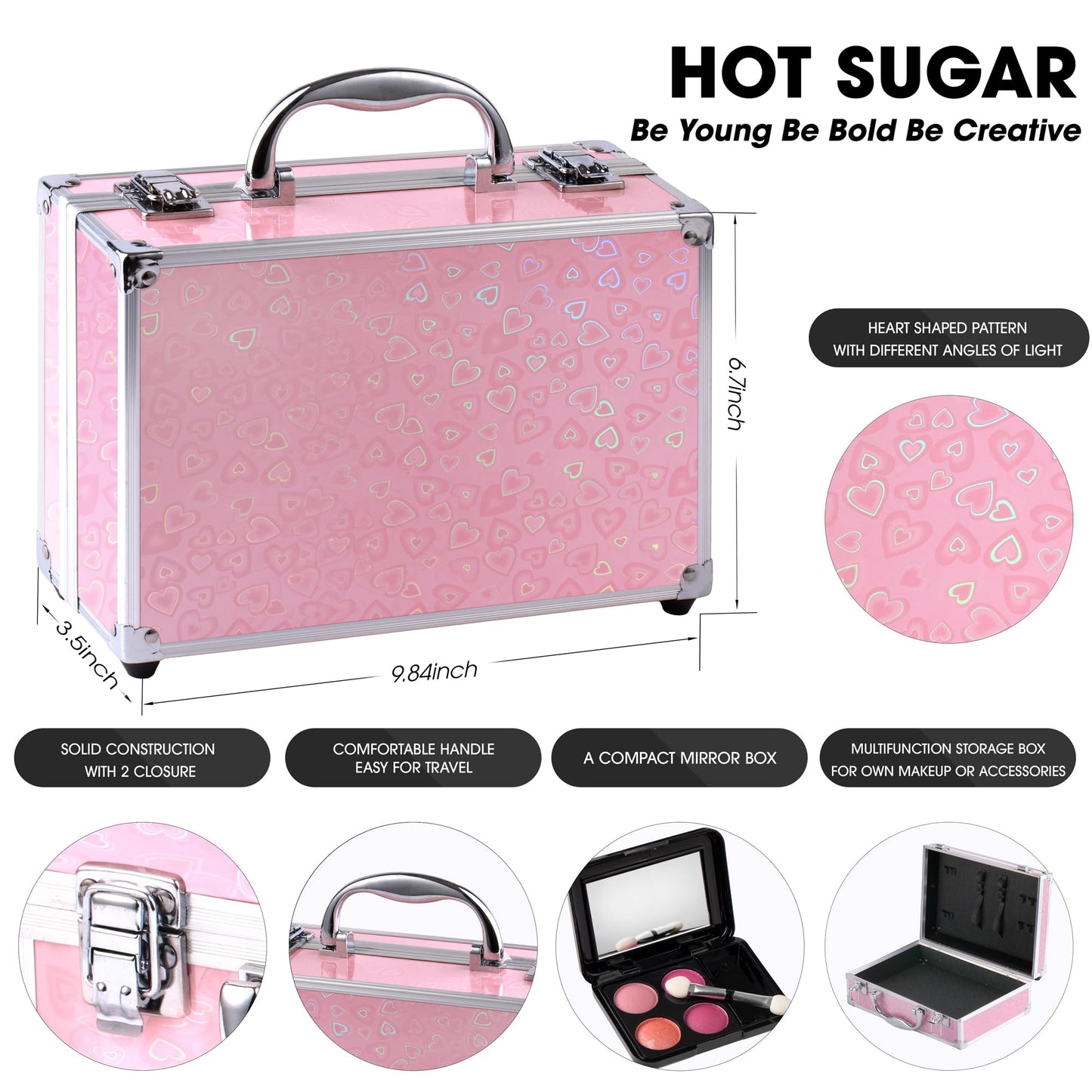 Hot Sugar Girls Makeup Set, Complete Starter Cosmetics Kit with Eye Shadow, Lip Balm, Blush, Lip Gloss, Brushes, Eye Pencils and Mirror (Mermaid)