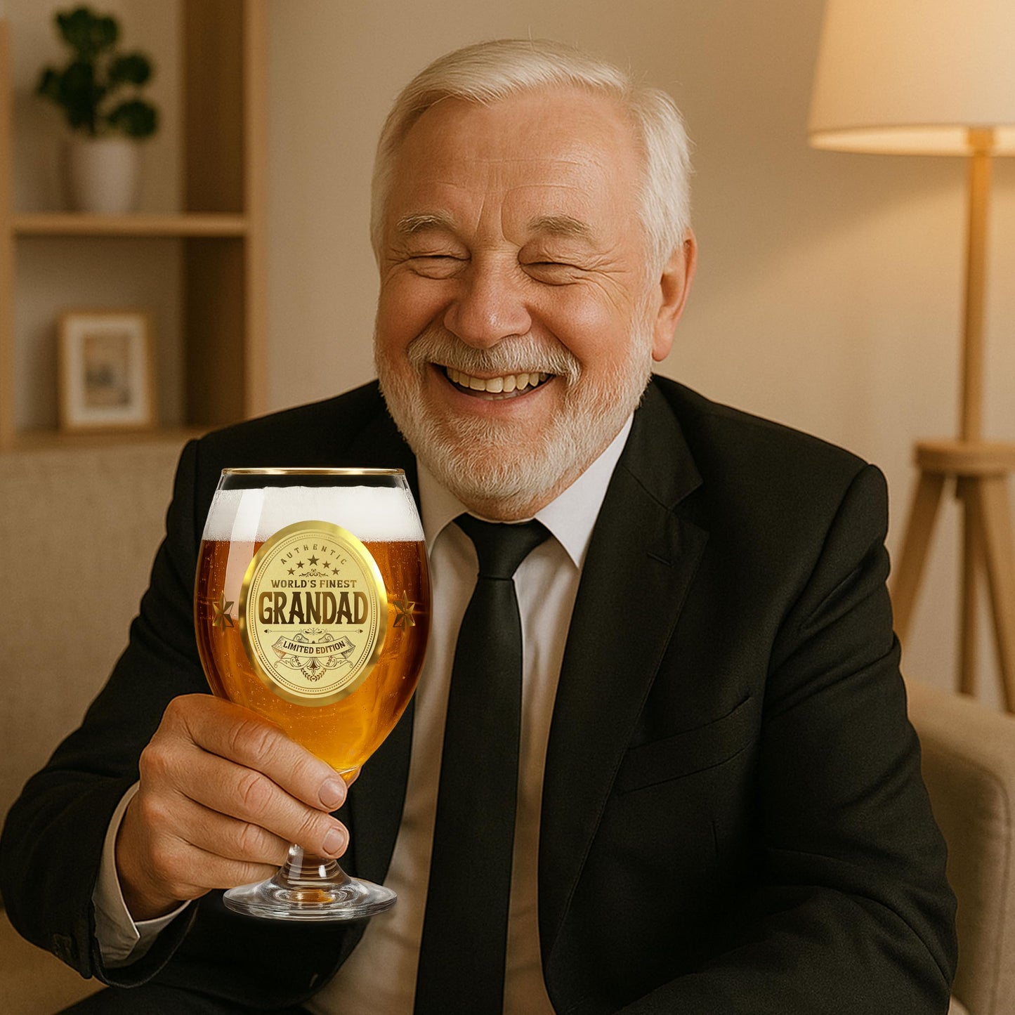 Crownly Crystal® Gold Birthday Gifts: Dad's Beer Glasses