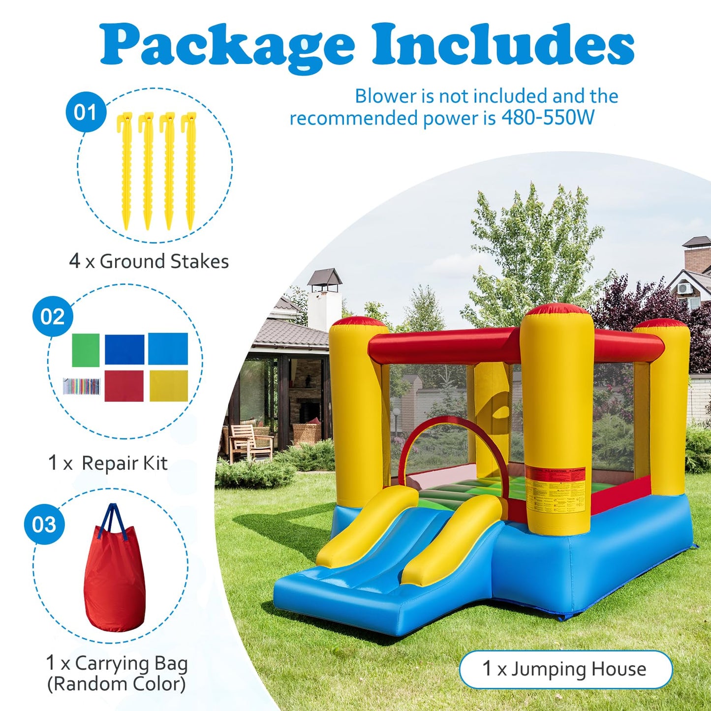 Maxmass Kids Inflatable Bouncy Castle with Slide & Basketball Hoop — 297x203x189cm | Ages 6-14