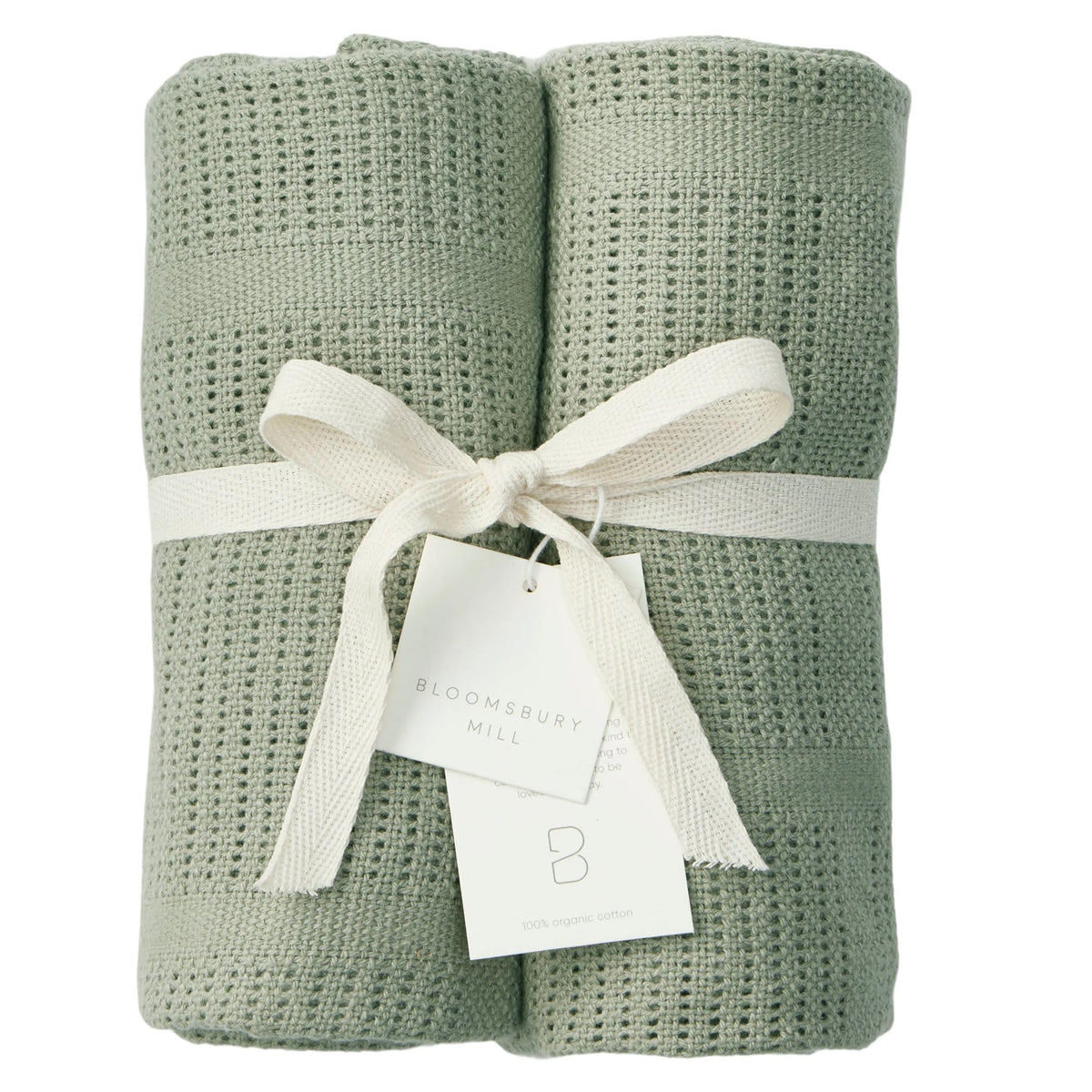 Bloomsbury Mill - Cellular Blankets Baby - 100% Organic Cotton - 2 Pack - Cloud - White - Newborn Essentials - Soft Breathable Baby Blankets for Pram, Cot, Moses Basket - 75x95cm