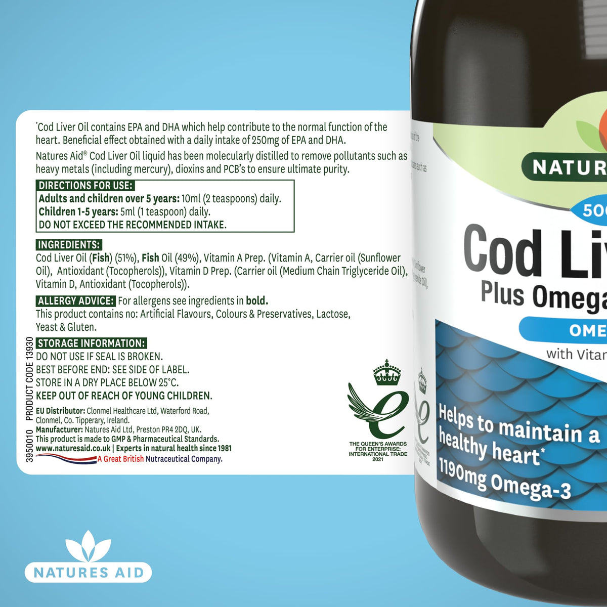 Natures Aid Cod Liver Oil 1000mg – 180 Capsules