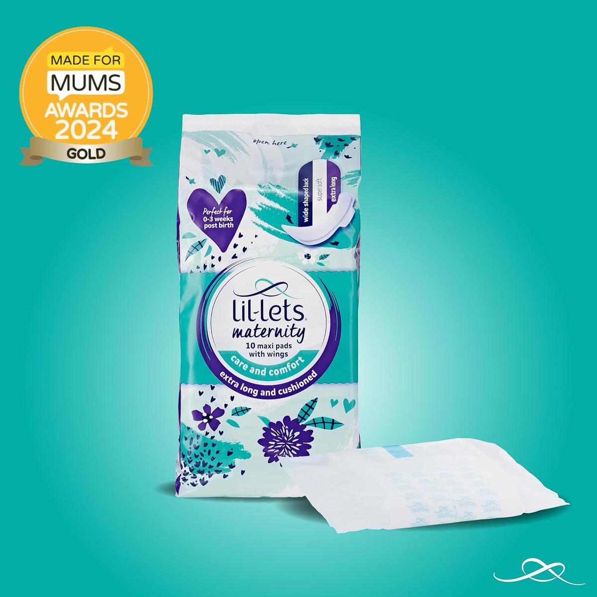 Lil-Lets Maternity Pads, Extra Long Maxi Thick Towels, With Wings, Postpartum/After Birth Essential, 3 Packs of 10 (30 towels), Packing May Vary