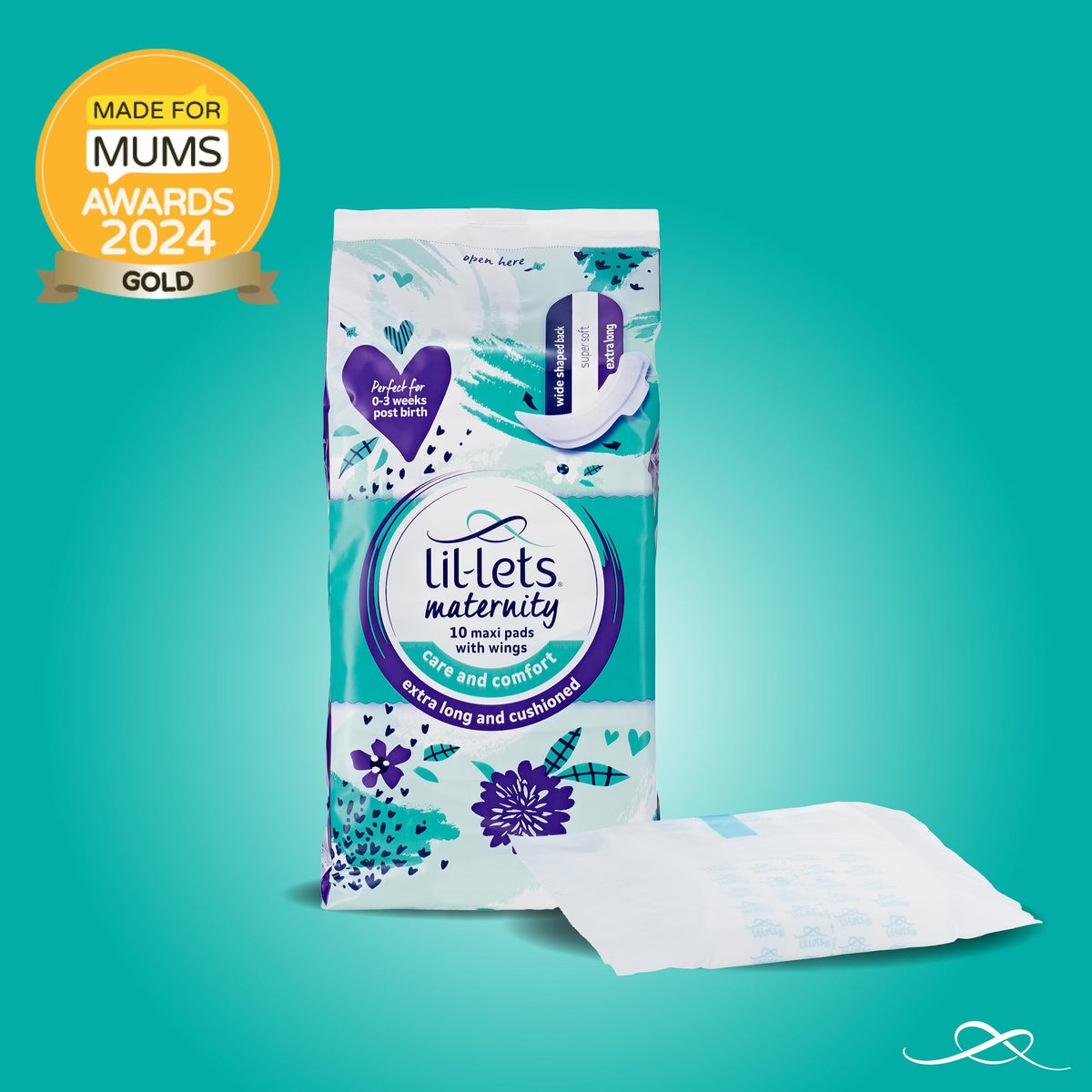 Lil-Lets Maternity Pads, Extra Long Maxi Thick Towels, With Wings, Postpartum/After Birth Essential, 3 Packs of 10 (30 towels), Packing May Vary