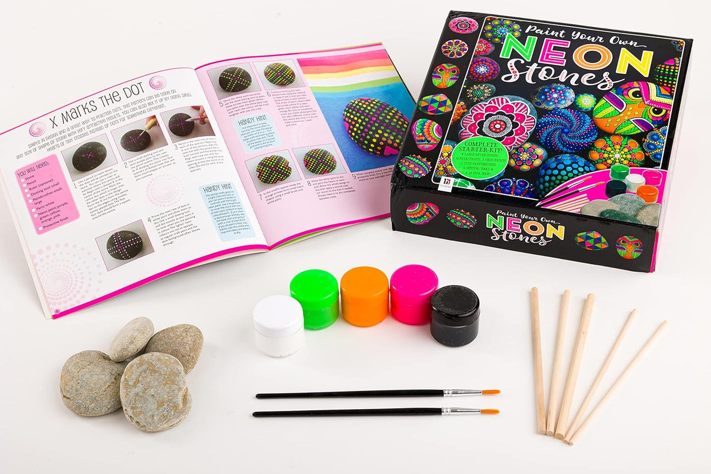 Hinkler Paint Your Own Neon Stones Rock Painting Kit |Creative Kids Arts and Crafts | Art Projects Kits for Adults | Painting Sets