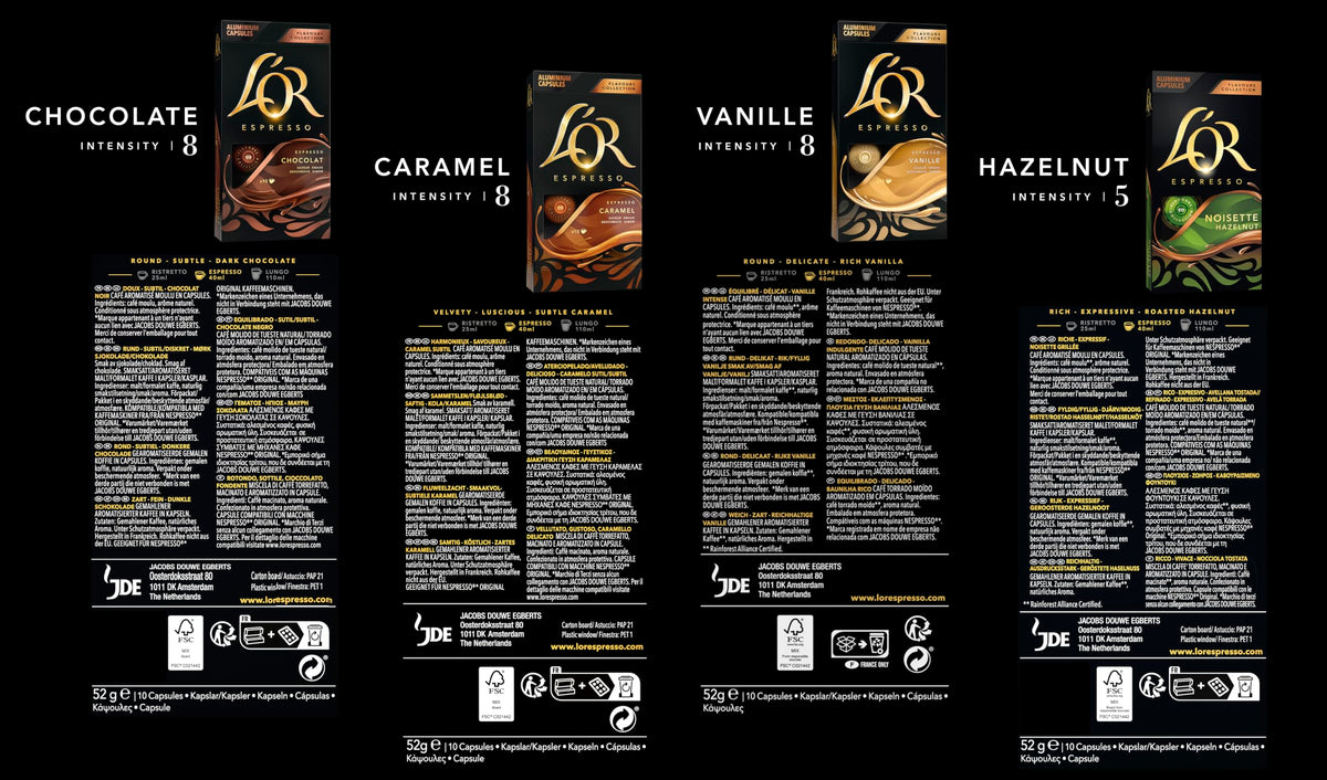 L'OR Espresso Intense Coffee Pods Variety Bundle (Pack of 12, Total 120 Capsules) Nespresso®* Compatible