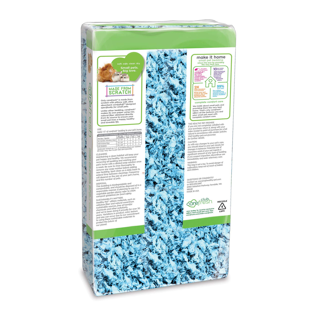 Carefresh 99% Dust-Free White Natural Paper Small Pet Bedding with Odor Control, 10L, White