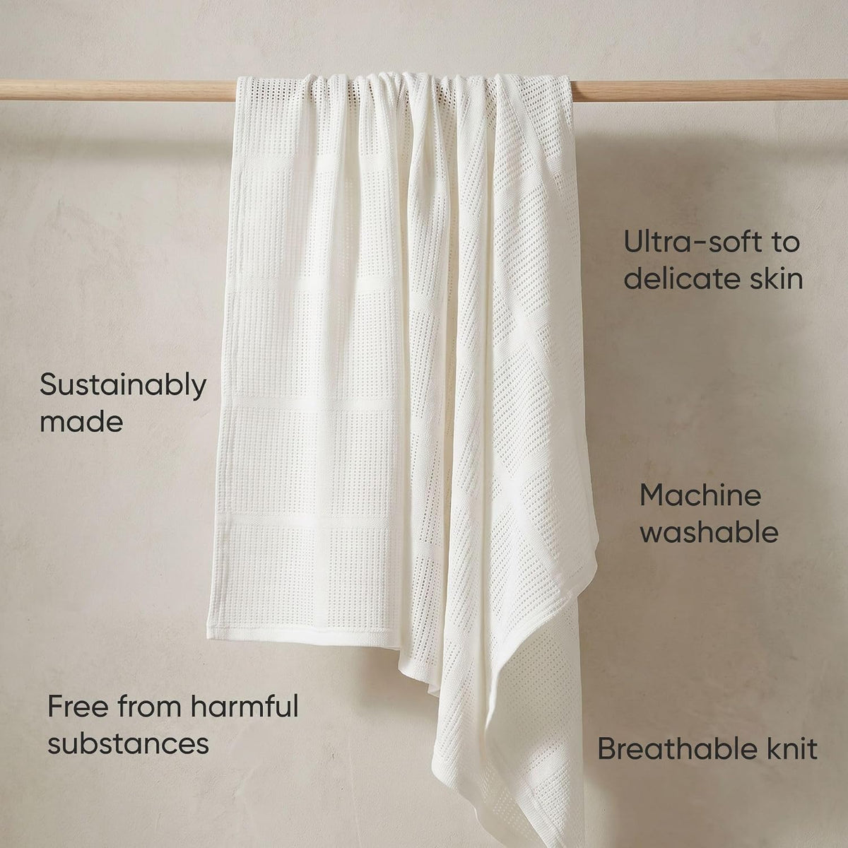 Bloomsbury Mill - Cellular Blankets Baby - 100% Organic Cotton - 2 Pack - Cloud - White - Newborn Essentials - Soft Breathable Baby Blankets for Pram, Cot, Moses Basket - 75x95cm