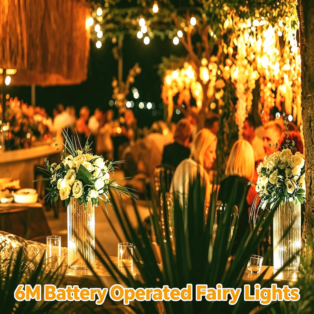 60LED 6m Fairy Lights Battery Operated, Battery Powered String Light Indoor
