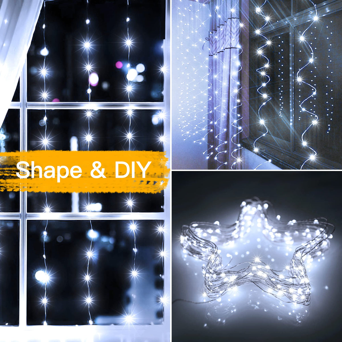 Ollny Curtain Fairy Lights, 200 LEDs 2mx2m Window String Lights Multicolour