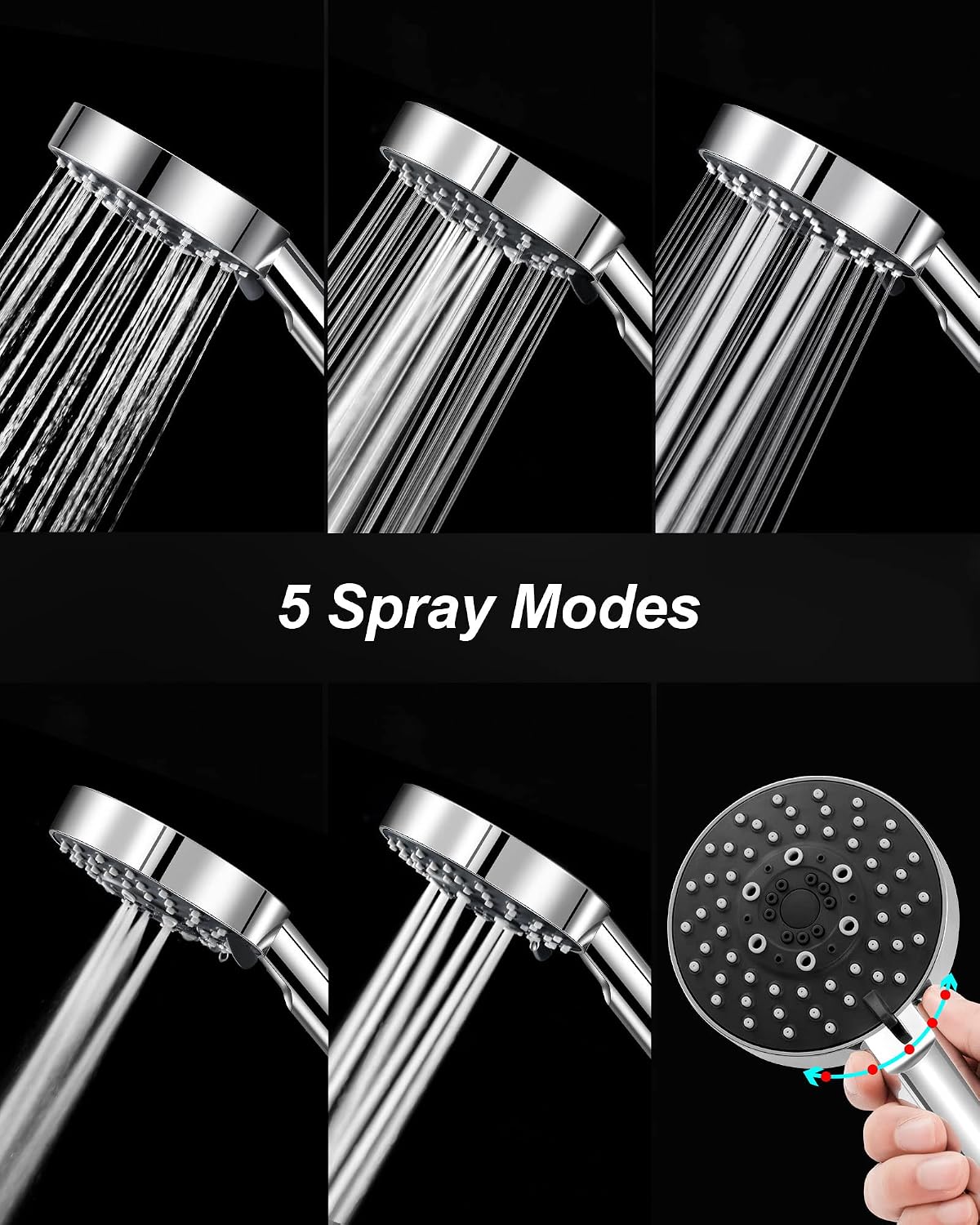 Magichome Shower Head, High Pressure Shower Head with 5 Spray Modes