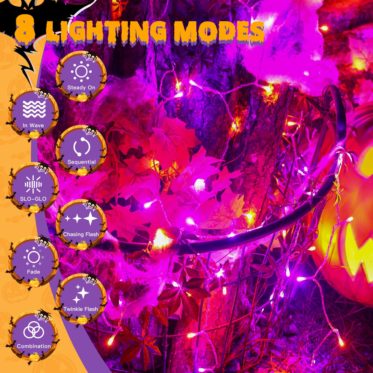Ollny Fairy Lights Battery Operated, 10m 100 LEDs Bright Battery Powered String Lights, Cool White Outside Christmas Lights Waterproof with 8 Modes/Timer for Indoor Outdoor Bedroom Garden Decorations