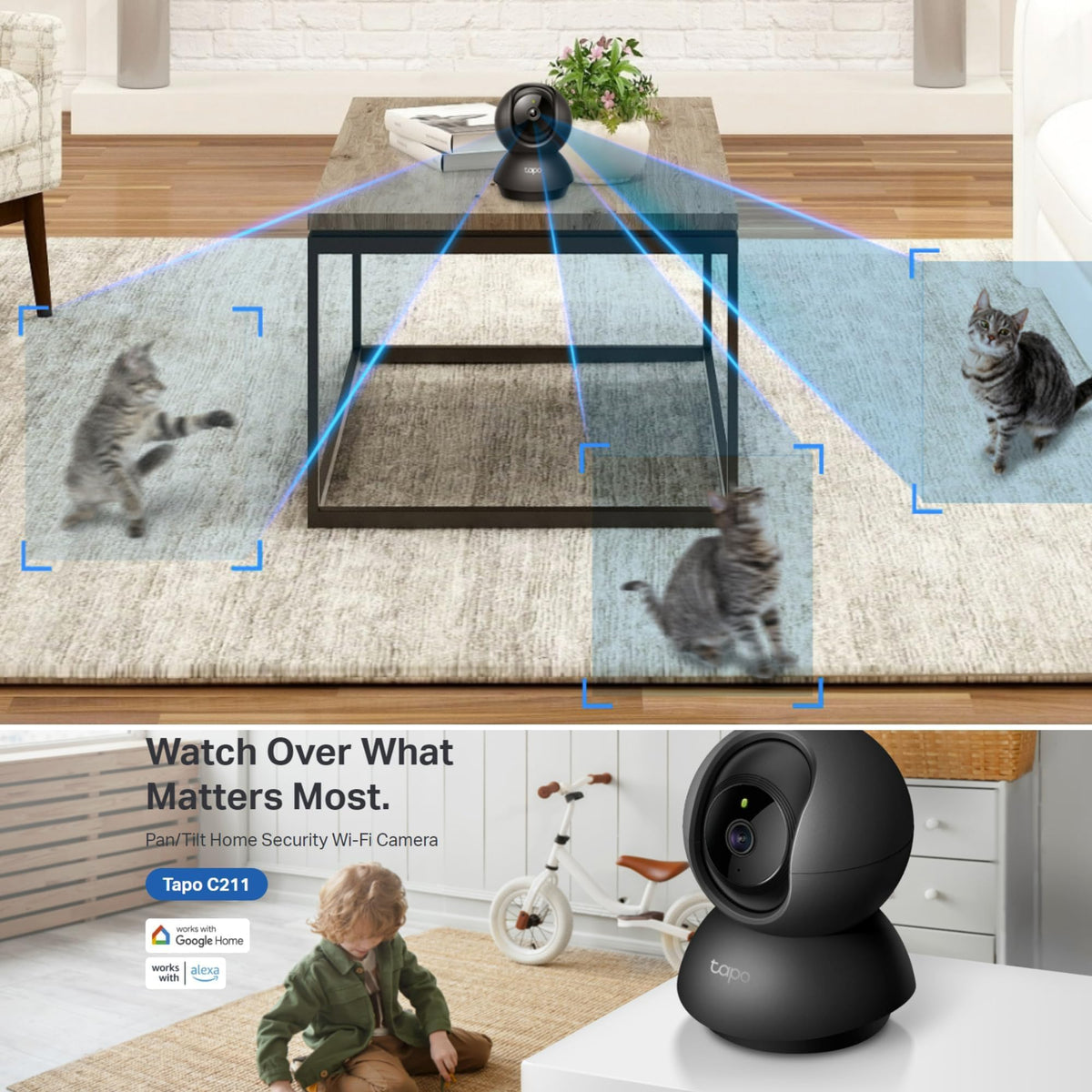 Tapo C200 Full HD Pan/Tilt Indoor Security Camera Pet Camera House Security