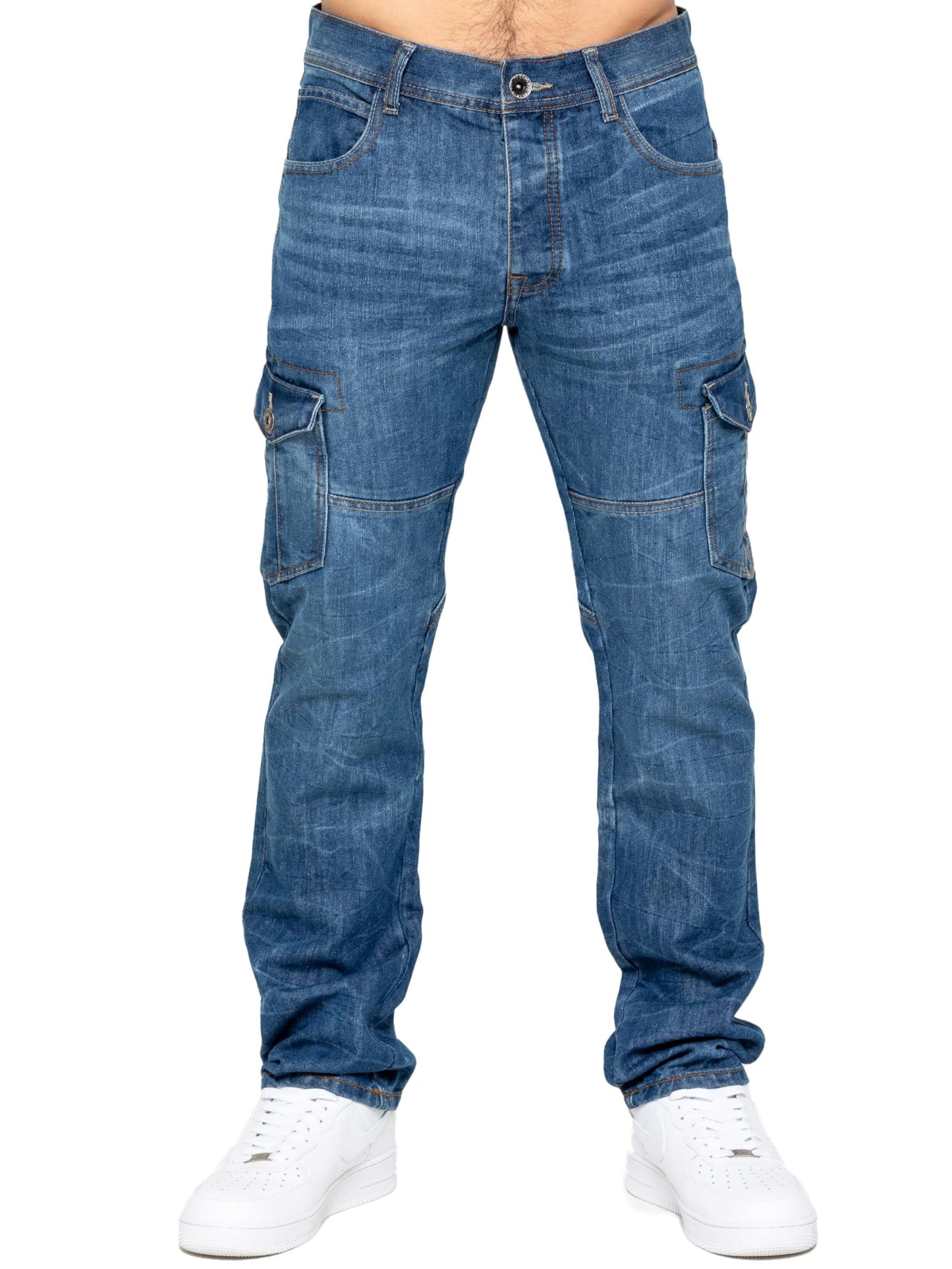 989Zé ENZO Mens Jeans Straight Leg Regular Fit Casual Cotton Denim Pants Trousers All Waist Sizes
