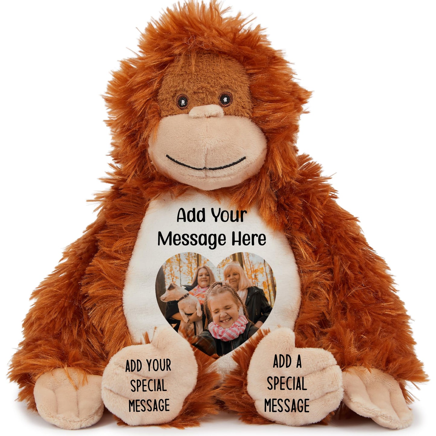 Personalised Photo Teddy Bear – Add Photo on Front & Text on Feet | 28 Styles | Custom Keepsake Gift for Baby, Sympathy, Birthday & More (Brown Teddy Bear)