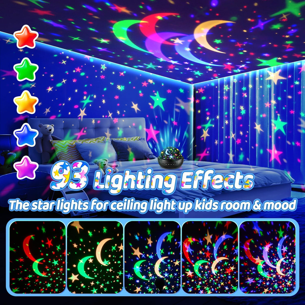 Night Light Projector 93 Lighting Mode,Baby Toys Gift Dimmable+Timer+Remote