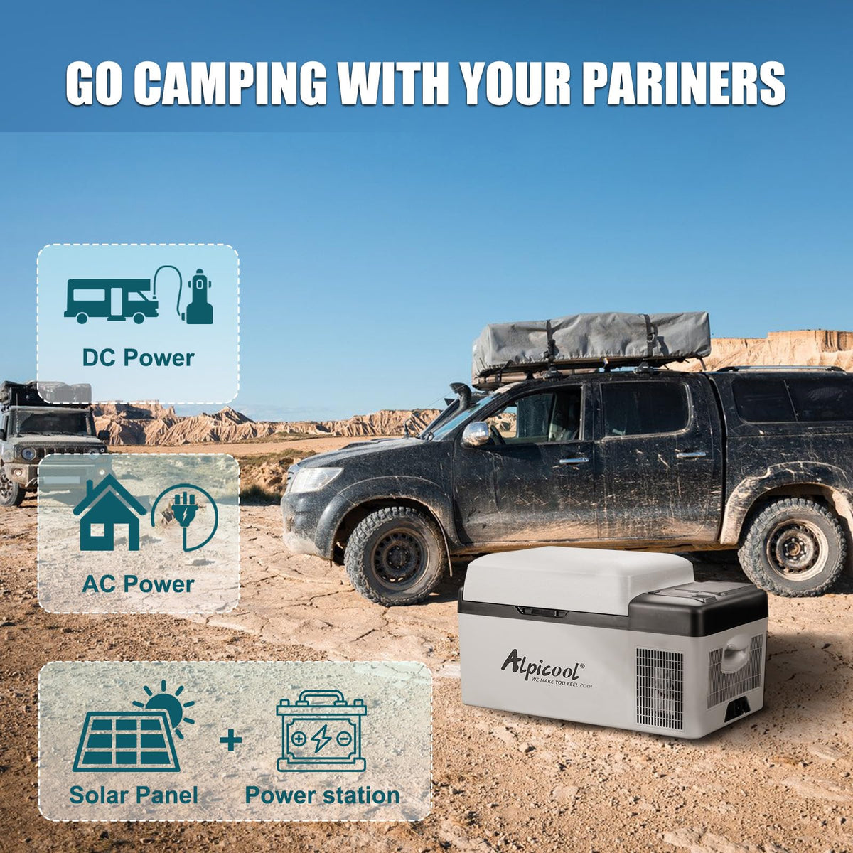 Alpicool 20L Car Fridge Freezer Portable Compressor Refrigerator, 12/24V DC & 230V AC Camping fridge -20℃~20℃ with APP Control, Energy Saving cooler for Caravan, Camping, Home, RV