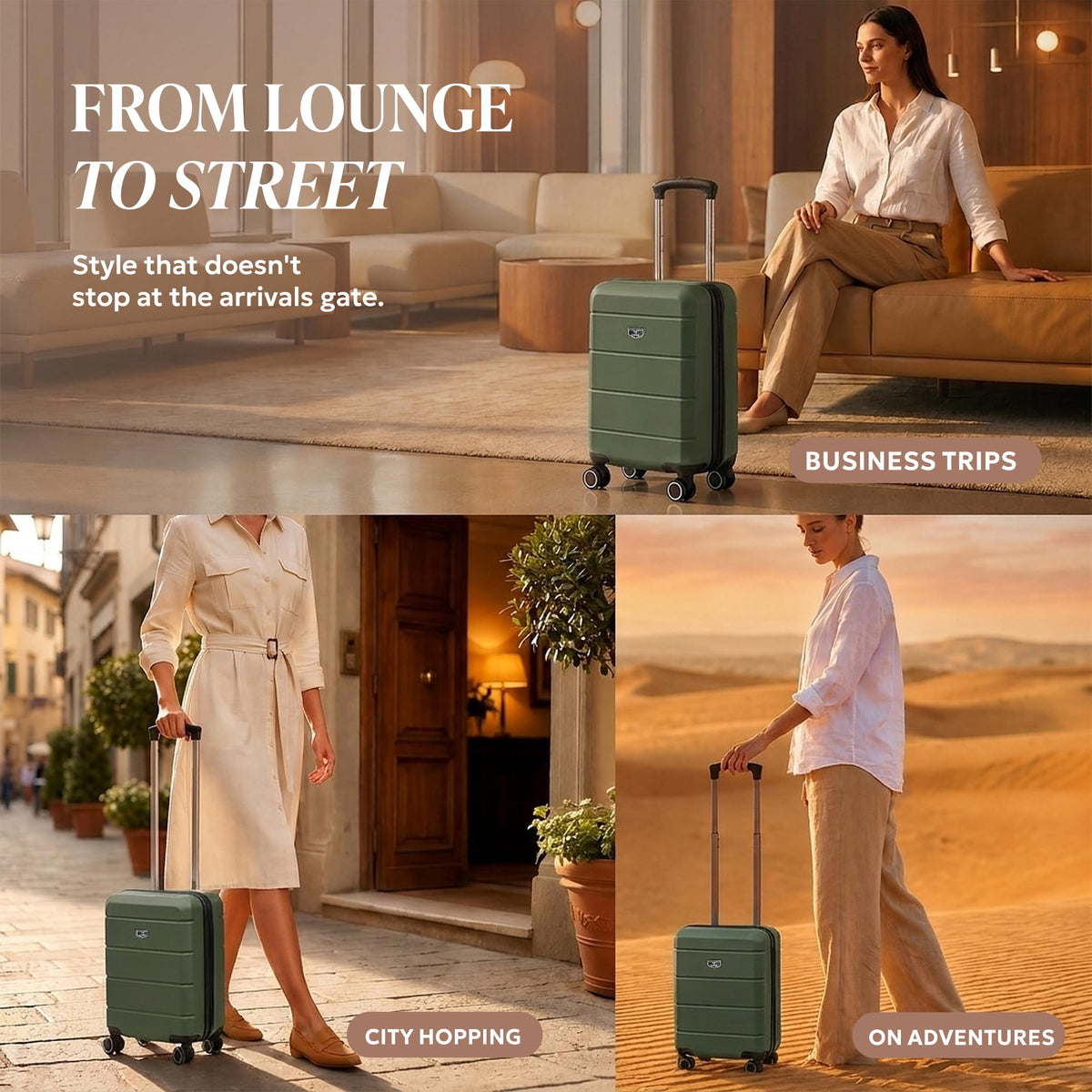 LUGG Jetset 40cm Suitcase 40x30x20cm, Ryanair Compatible Underseat Size, Hard Shell ABS, Spinner with Removable Wheels, Lightweight Travel Luggage, 1 Year Warranty