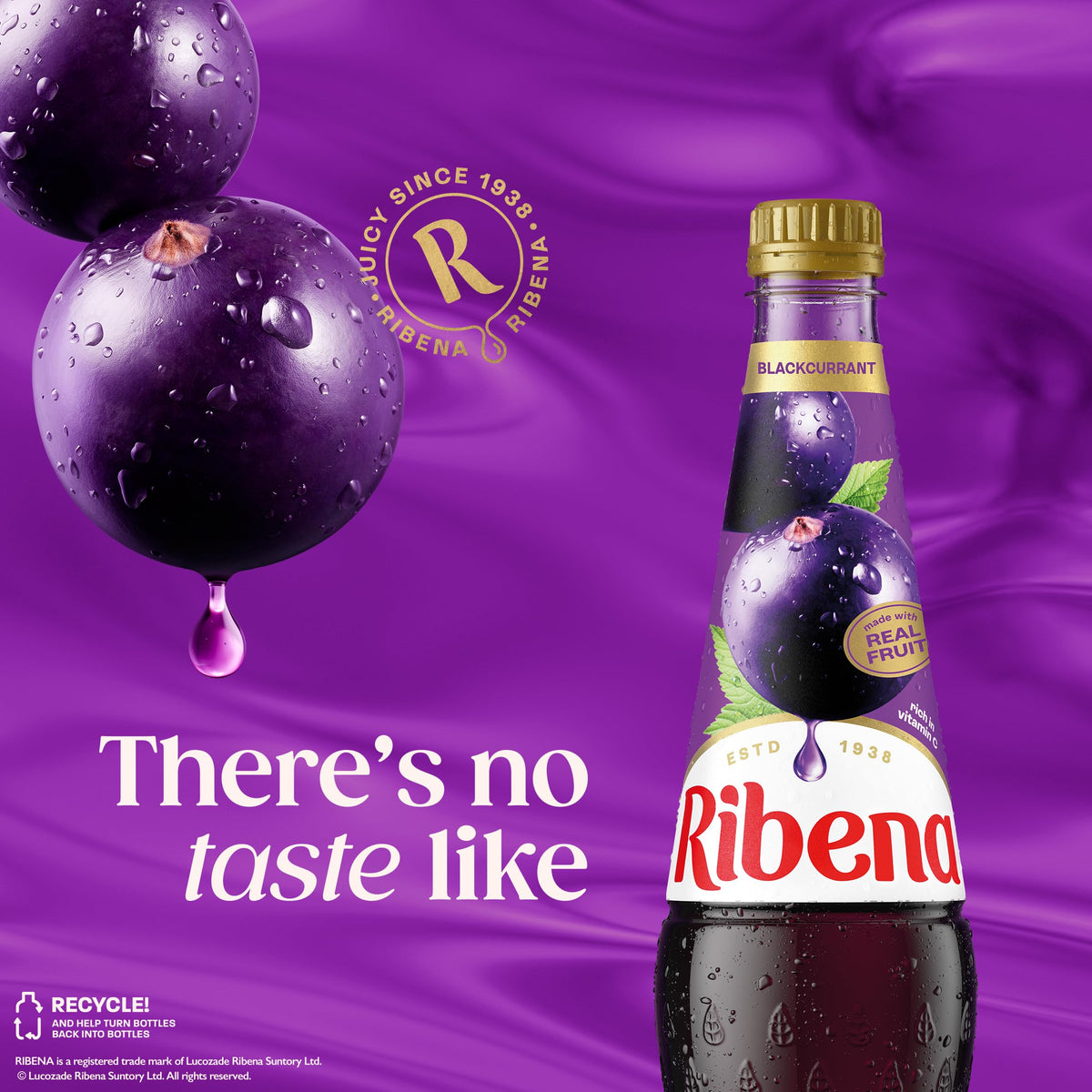 Ribena Blackcurrant Squash 1.5L – Real British Blackcurrants | Rich in Vitamin C | No Artificial Colours or Flavours | 100% Recycled Plastic Bottle