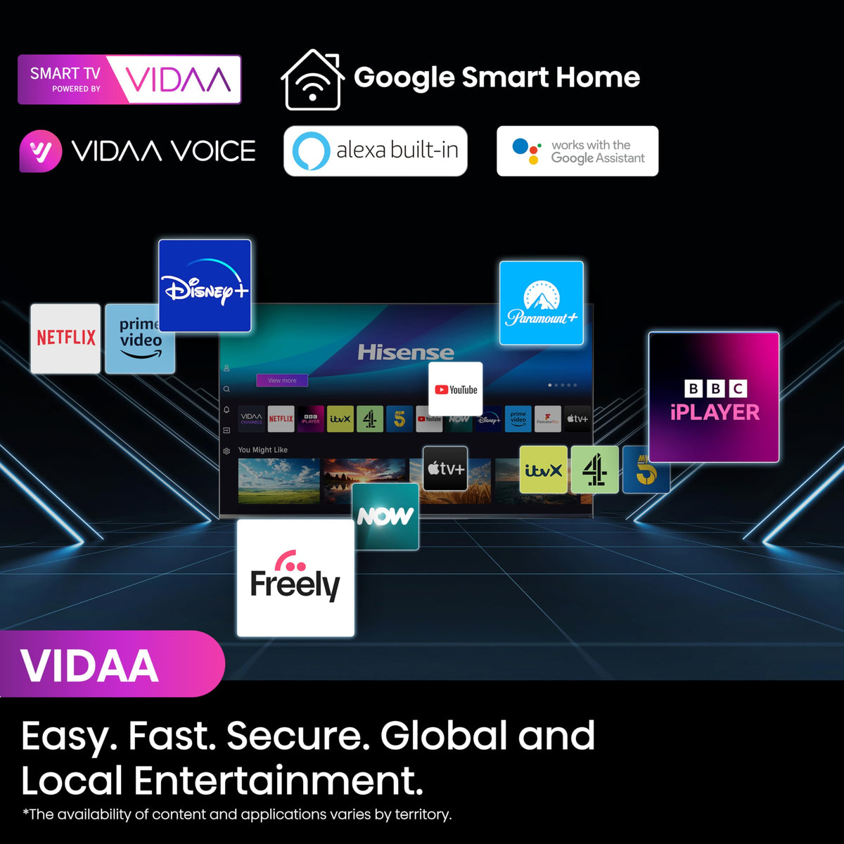 Hisense 50 Inch 50E6QTUK 4K Ultra HD Smart AI TV