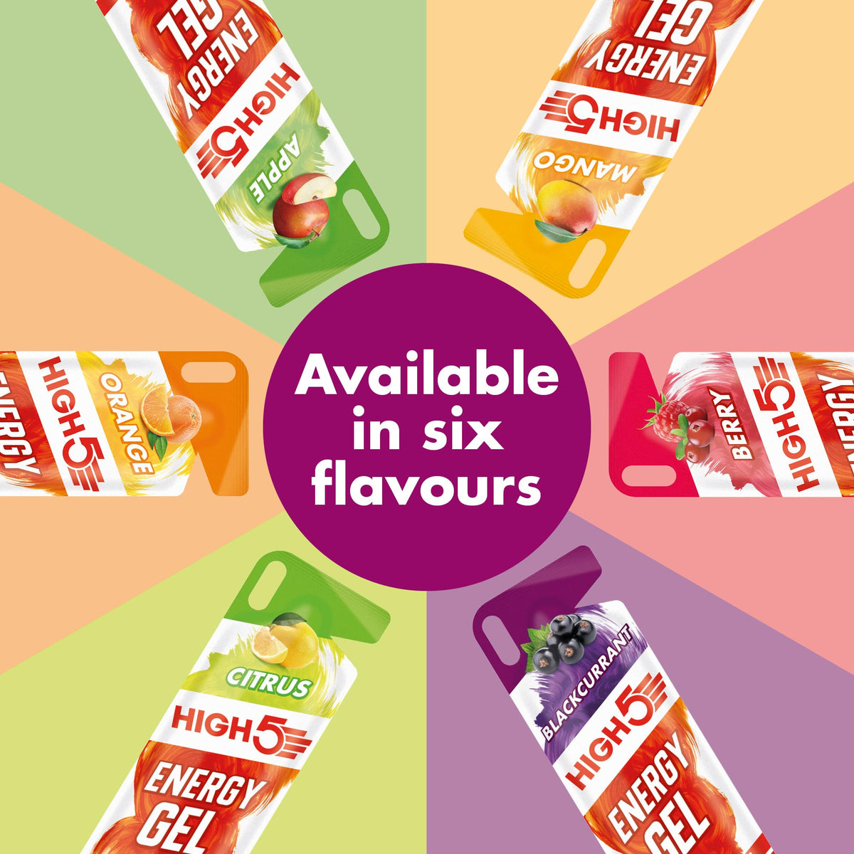 HIGH5 Energy Gels, Running Gel for Fast & Sustained Energy, Mixed, 8 x 40g