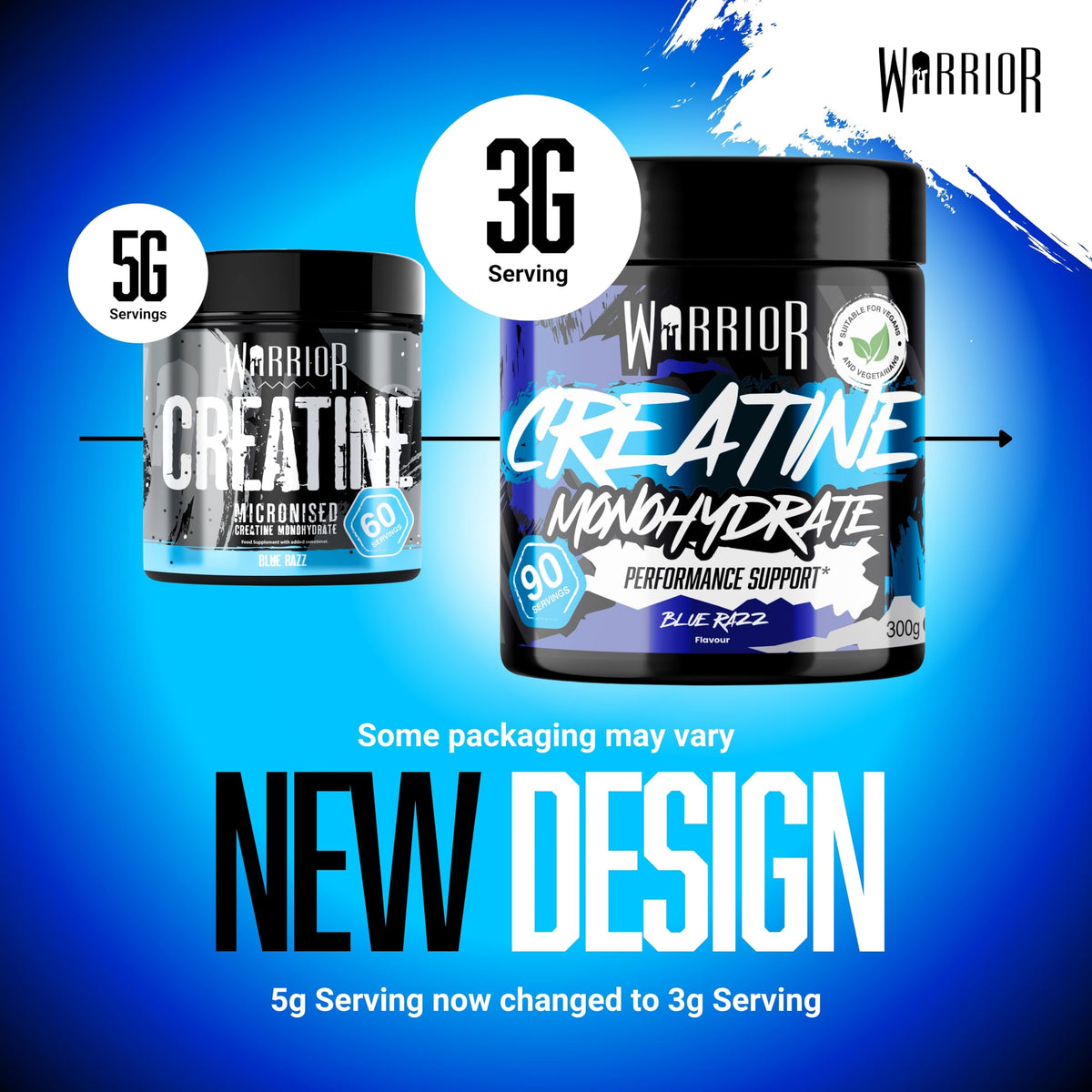 Warrior Creatine Monohydrate Powder 500g Pure Micronised (166 Servings)