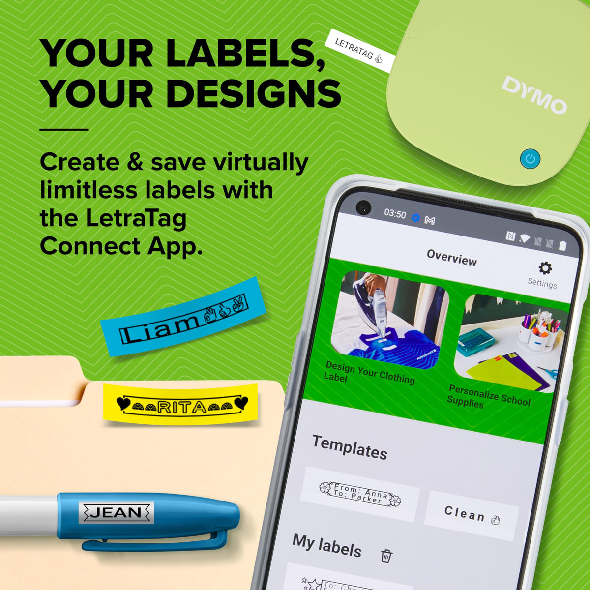 Dymo LetraTag 200B Bluetooth Label Maker | Compact Label Printer | Connects Through Bluetooth Wireless Technology to iOS and Android | Includes 1 White Paper Label Tape | Black