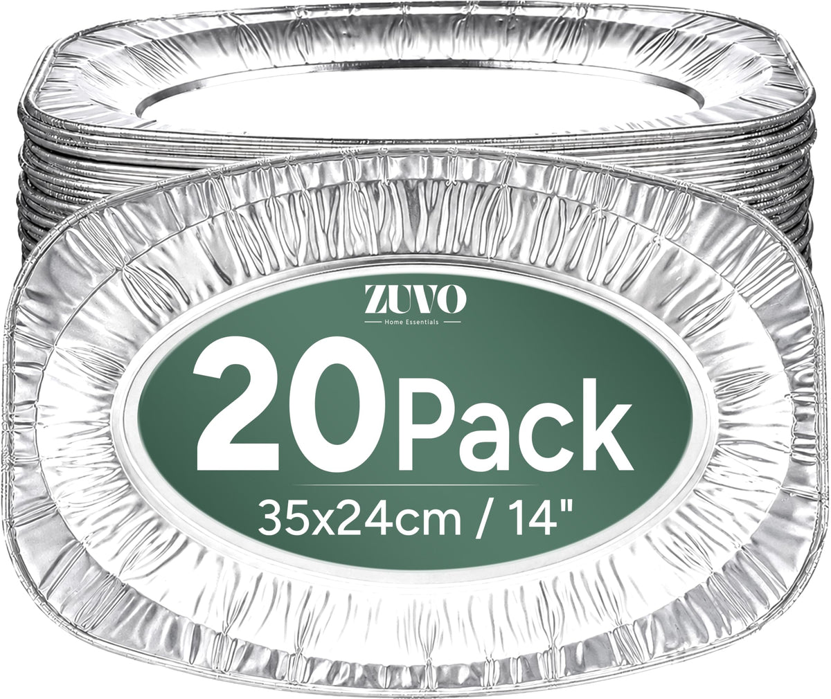 Zuvo Foil Serving Platters 10 Pack, Large Aluminium Trays for Party Food