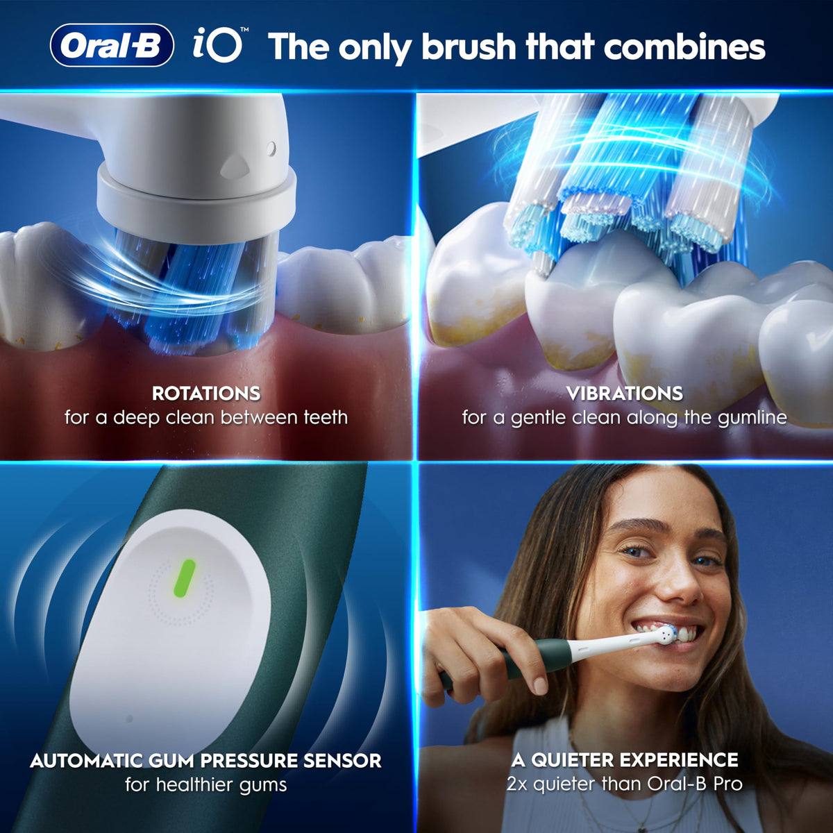 Oral-B iO2 Electric Toothbrush for Adults, Night Black, with Travel Case