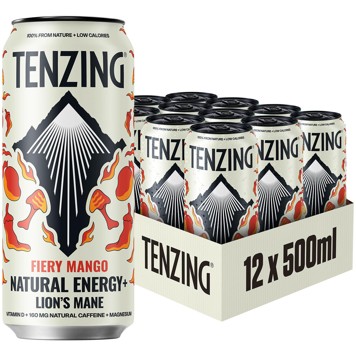 TENZING Natural Energy Drink, Plant Based, Vegan, & Gluten Free, +BCAA, Apple & Seaberry, 330ml (Pack of 12) - Packaging may vary