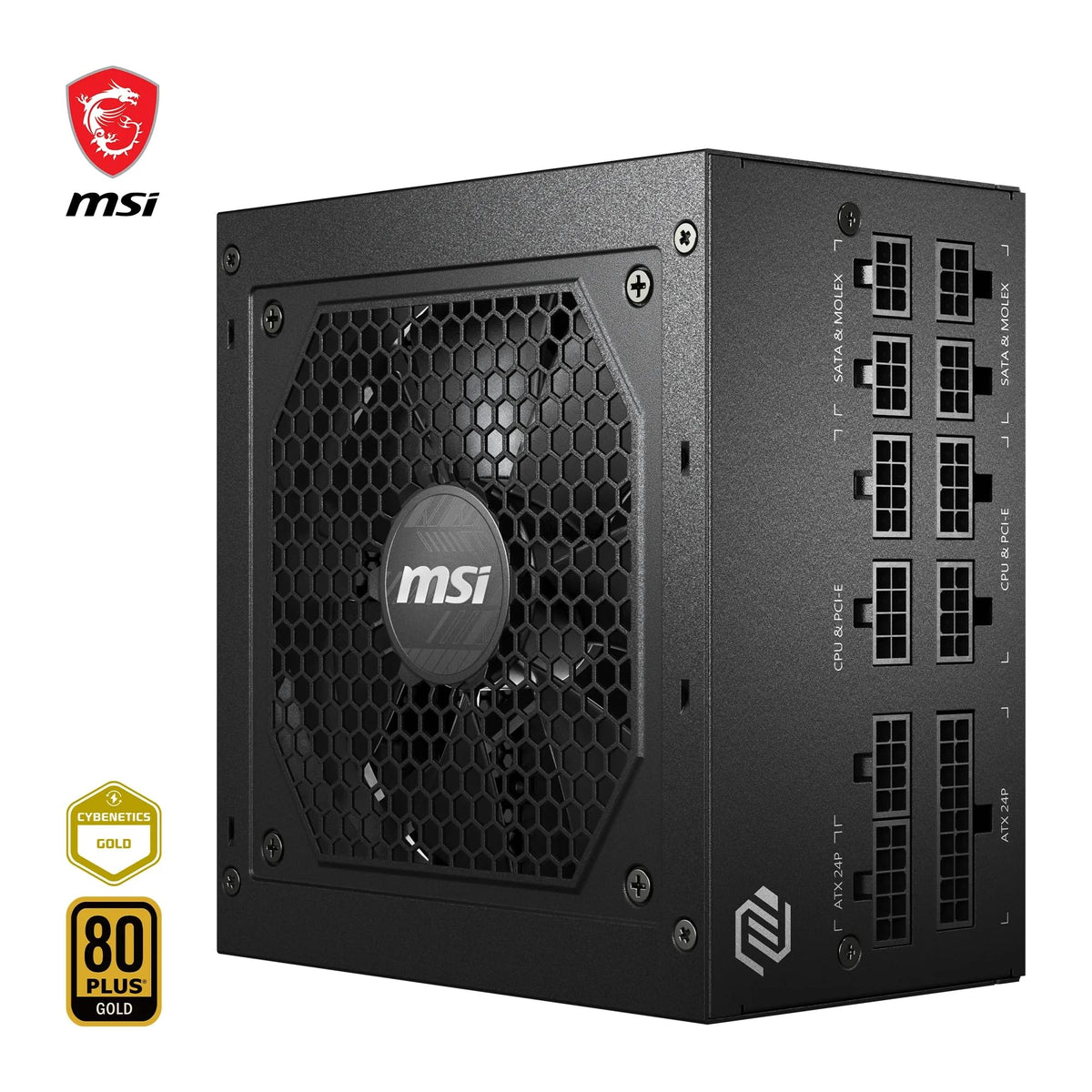 MSI MAG A750GL PCIE5 Power Supply Unit, 750W, 80 Plus Gold, Fully Modular, ATX 3.0, PCIe 5.0 GPU Support, 120mm FDB Fan, Full-Bridge LLC, Flat Black Cables - 7 Year Warranty