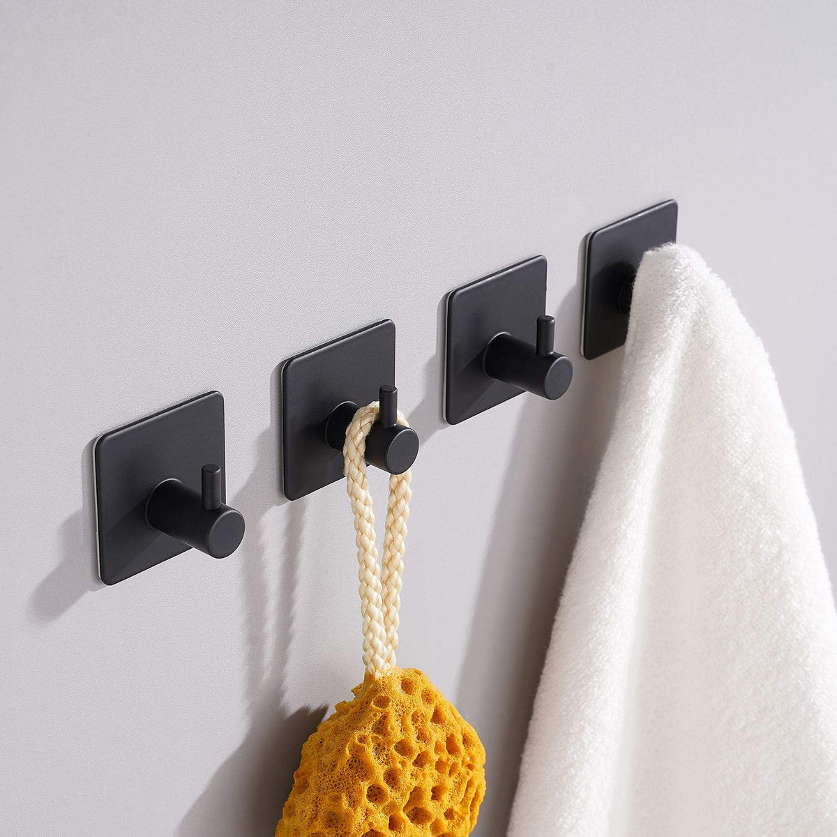 Aikzik 4 Pack of Self Adhesive Hooks, Max 8kg Load Sticky Hooks, Tea Towel Hooks, Versatile Self-Adhesive Wall Hooks for Use in Bathrooms, Kitchens, Doors, Cupboards, Bed Curtains, Towels, Key