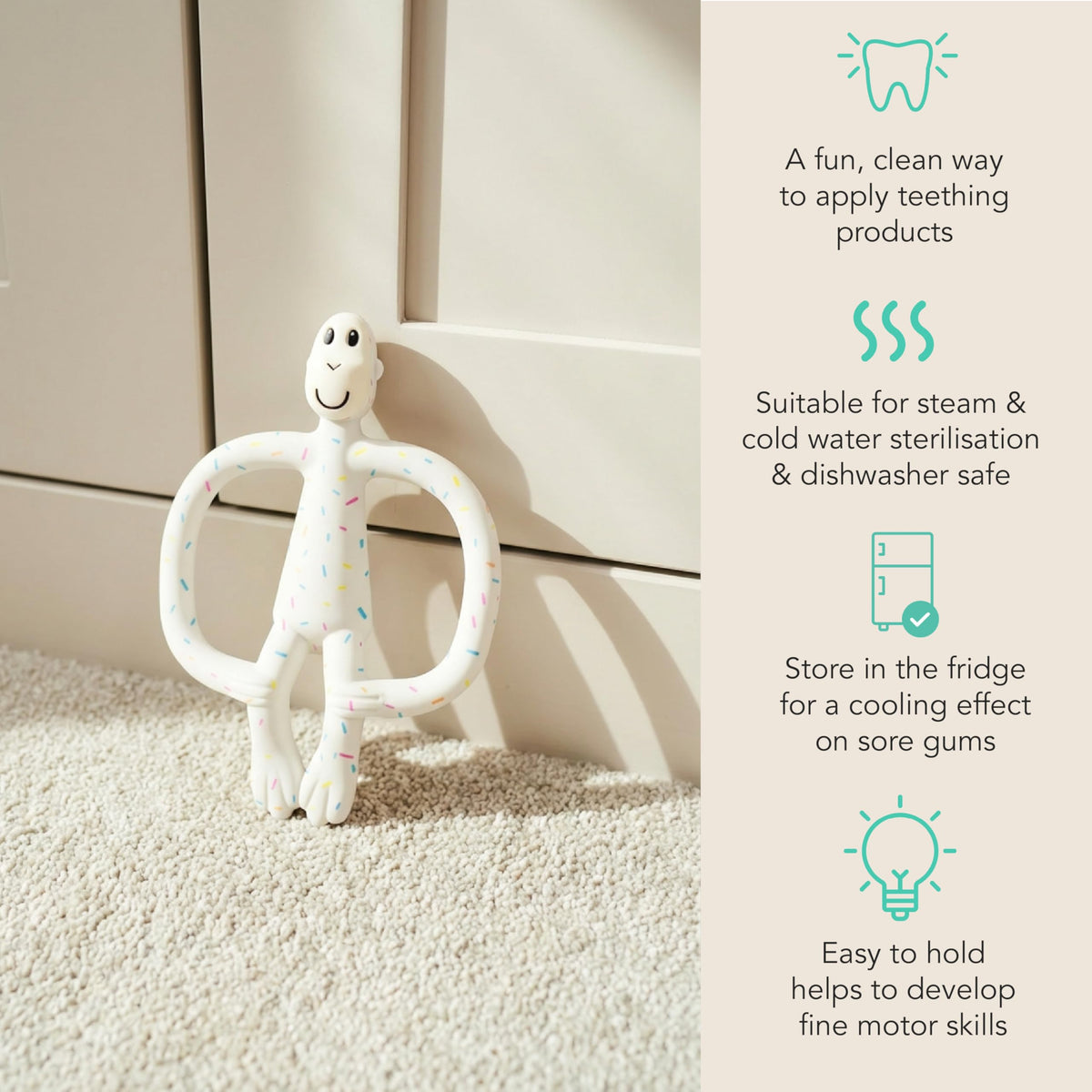 Matchstick Monkey Original Teether with Gel Applicator, Hearts