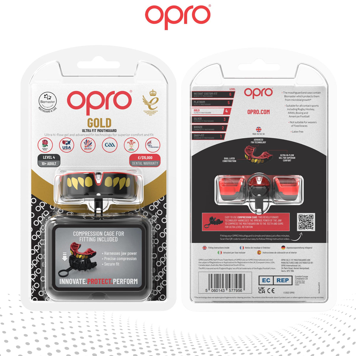 OPRO Gold Level Sports Mouthguard, Premium Fit Adult & Kids