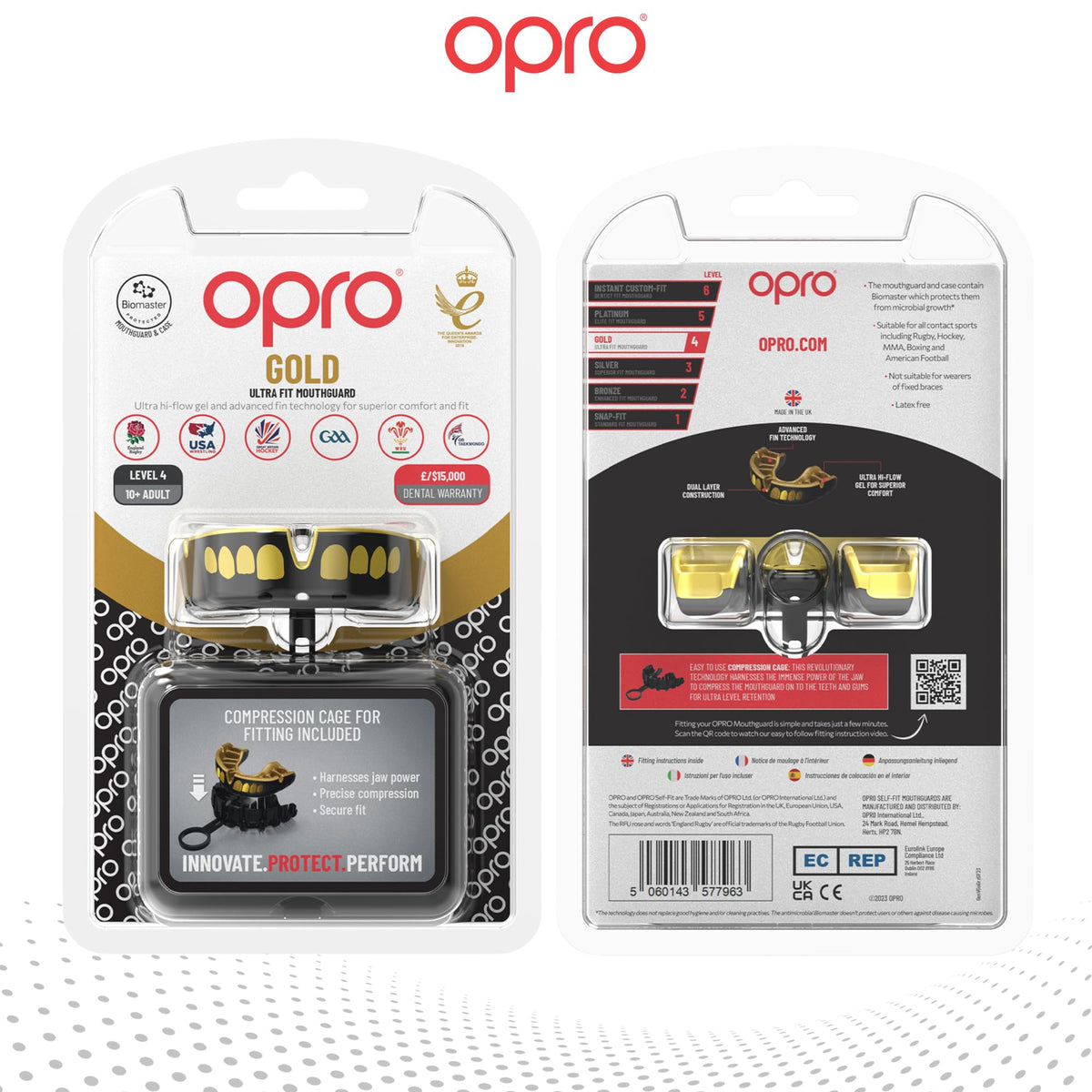 OPRO Gold Level Sports Mouthguard, Premium Fit Adult & Kids