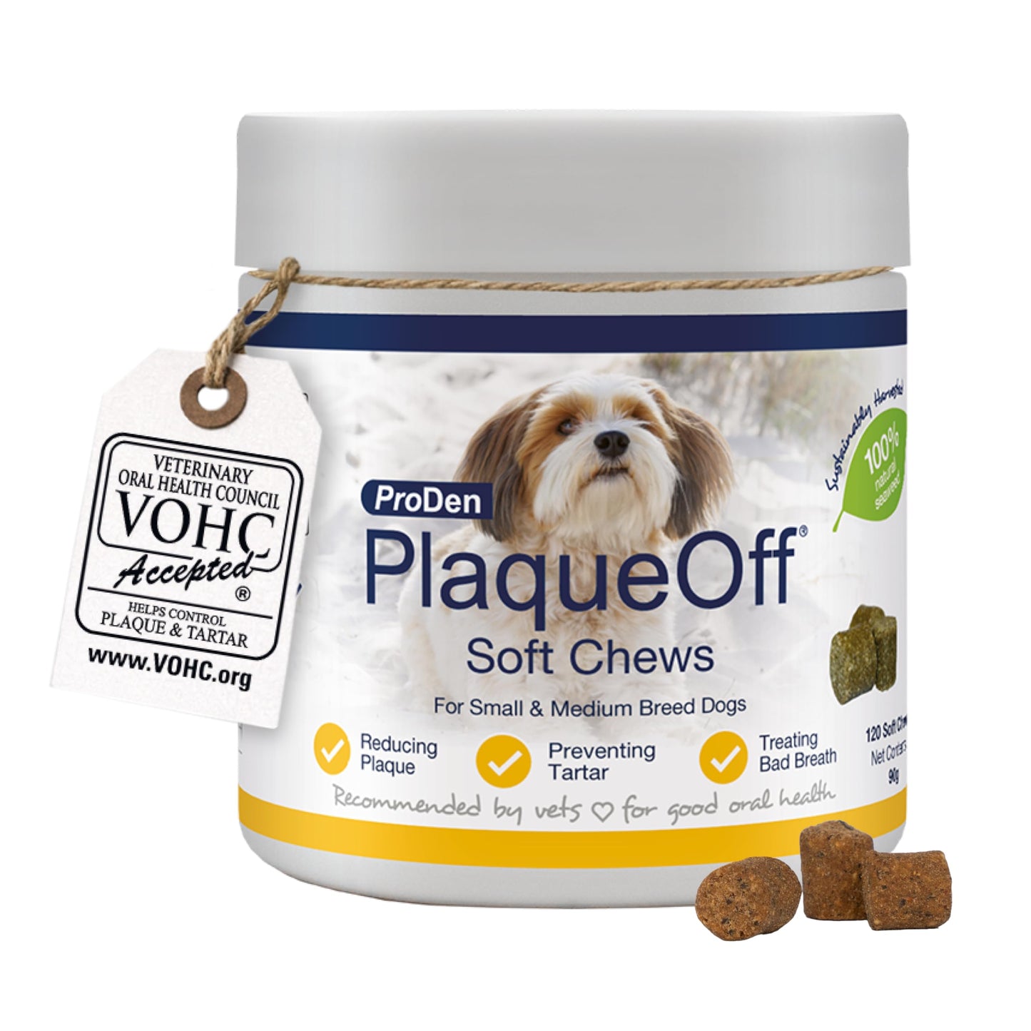 ProDen PlaqueOff Powder for Dogs & Cats, Tartar & Bad Breath Remover 100% Natural Teeth Cleaner and Plaque Remover 60 g