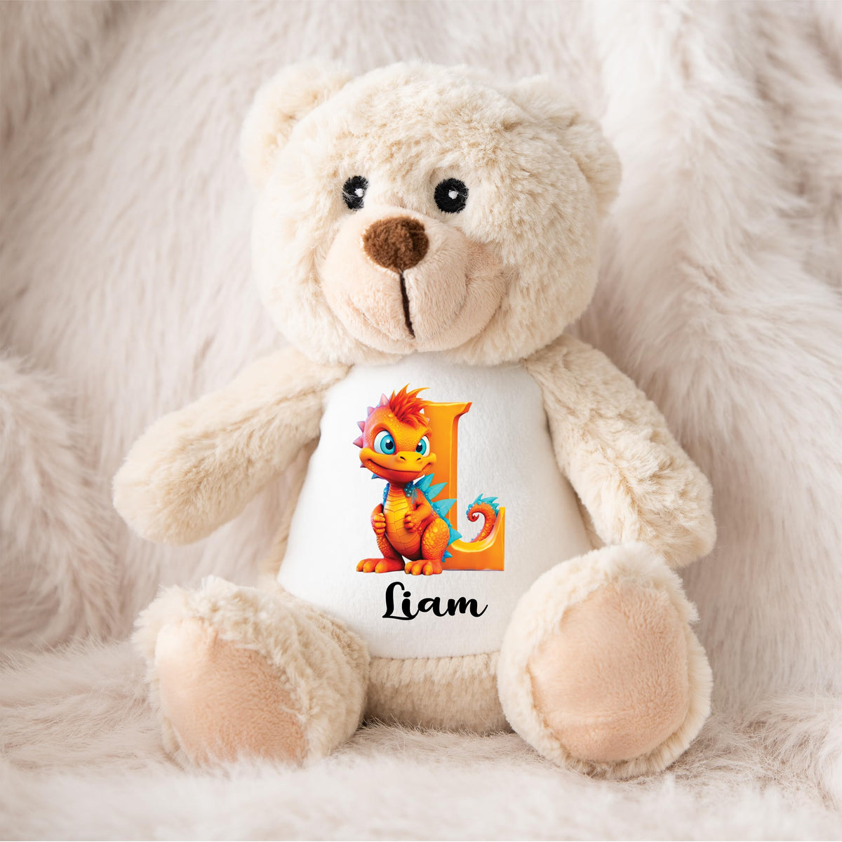 Crafted Memories - Personalised Teddy | Velveteen Bunny Soft Toy | Customisable Name for Newborns | Keepsake for Boys & Girls | Baby Shower Item | Pink Initial | Grey or White, 20-23cm