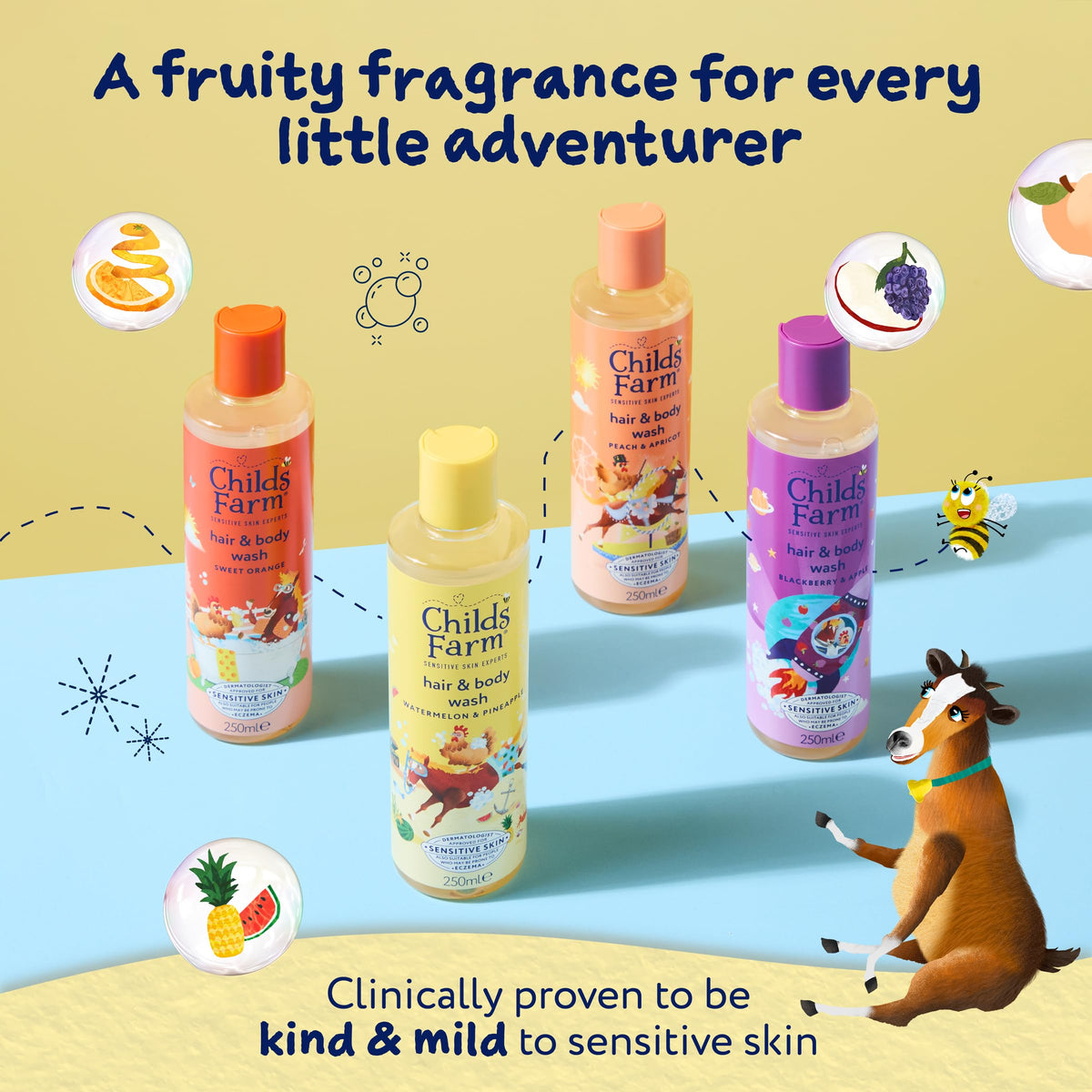Childs Farm Kids Hair & Body Wash, Sweet Orange | Tear-free, Gently Cleanses | Suitable for Dry, Sensitive Skin, 250ml