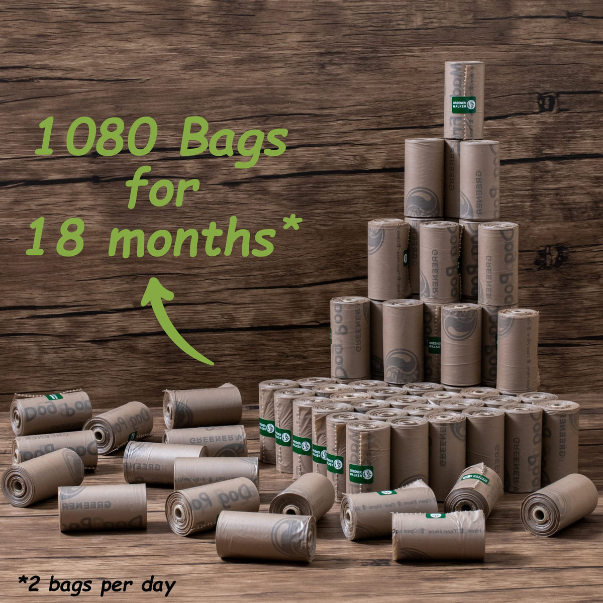 GREENER WALKER Poo Bags for Dog Waste, 540 Extra Thick Strong 100% Leak Proof Biodegradable Dog Poo Bags (Green)