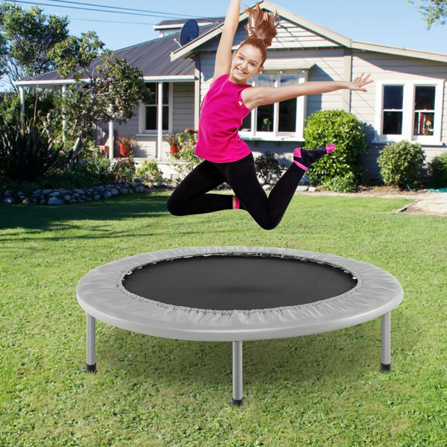 COSTWAY 38" Foldable Mini Fitness Trampoline with Carry Bag — Max 150 kg