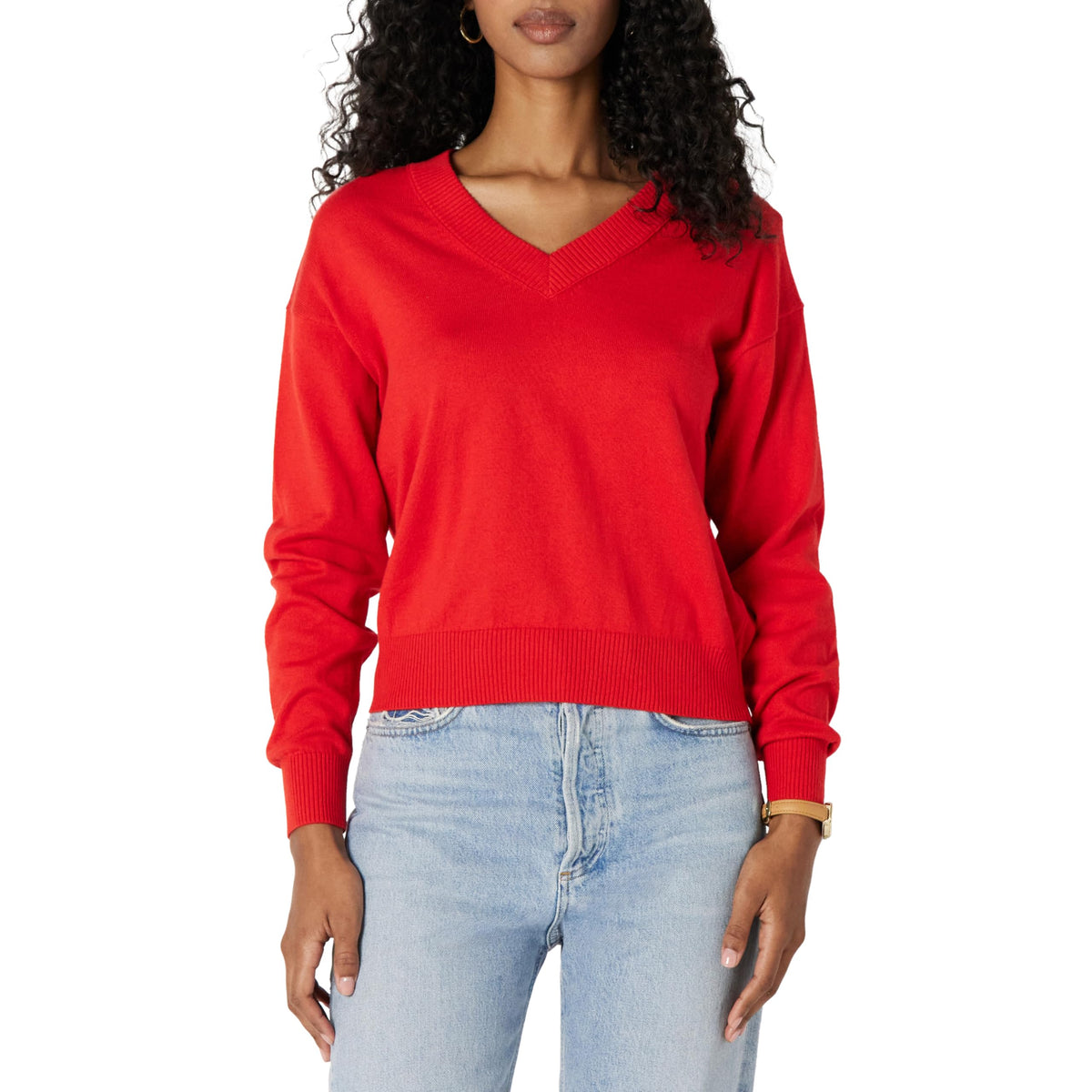 Amazon Essentials Women's Regular-Fit Lightweight Long-Sleeve V-Neck Jumper