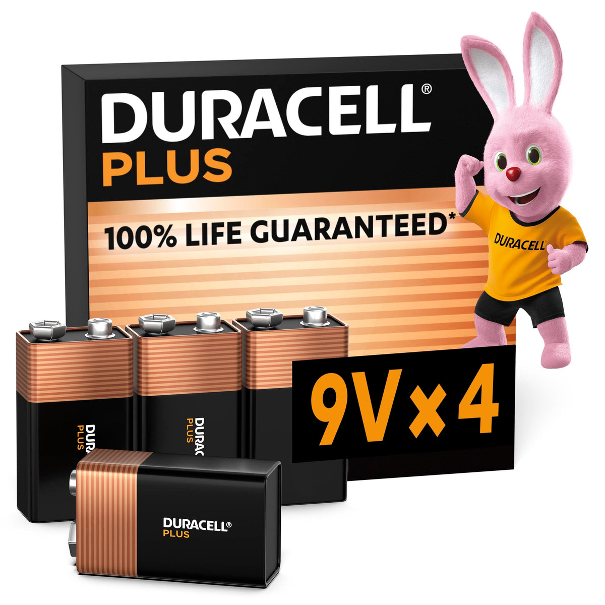 DURACELL Plus 9V Alkaline Batteries (2 Pack) 6LR61