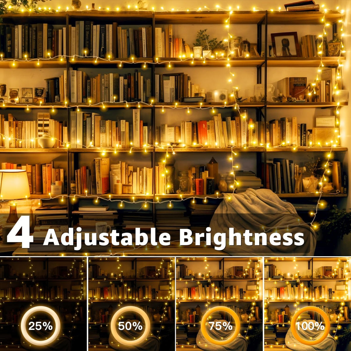 Ollny Fairy Lights Mains Powered 20m 200 LED Outdoor String Plug Remote
