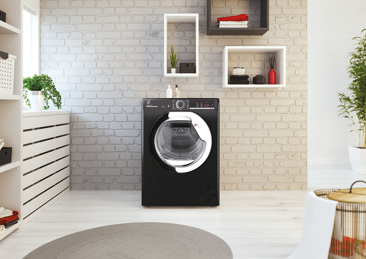 Hoover HLEC8LGB-80 Freestanding Condenser Tumble Dryer, Sensor Dry, 8 kg Load, Black