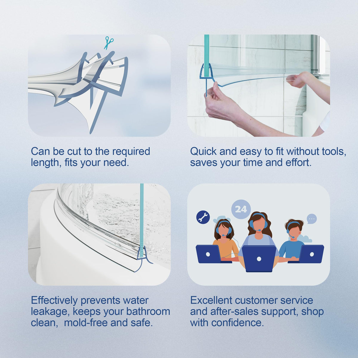 HNNHOME Clear Bath Shower Screen Door Seal Strip for 4-6mm Glass Up to 18mm Gap (Straight)