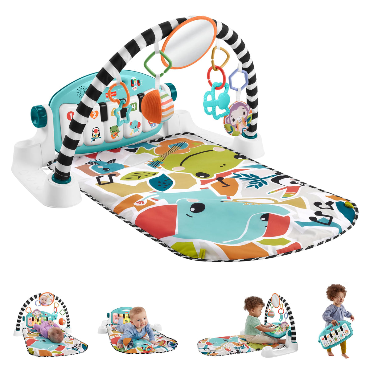Fisher-Price Kick & Play Piano Baby Gym, Navy Fawn