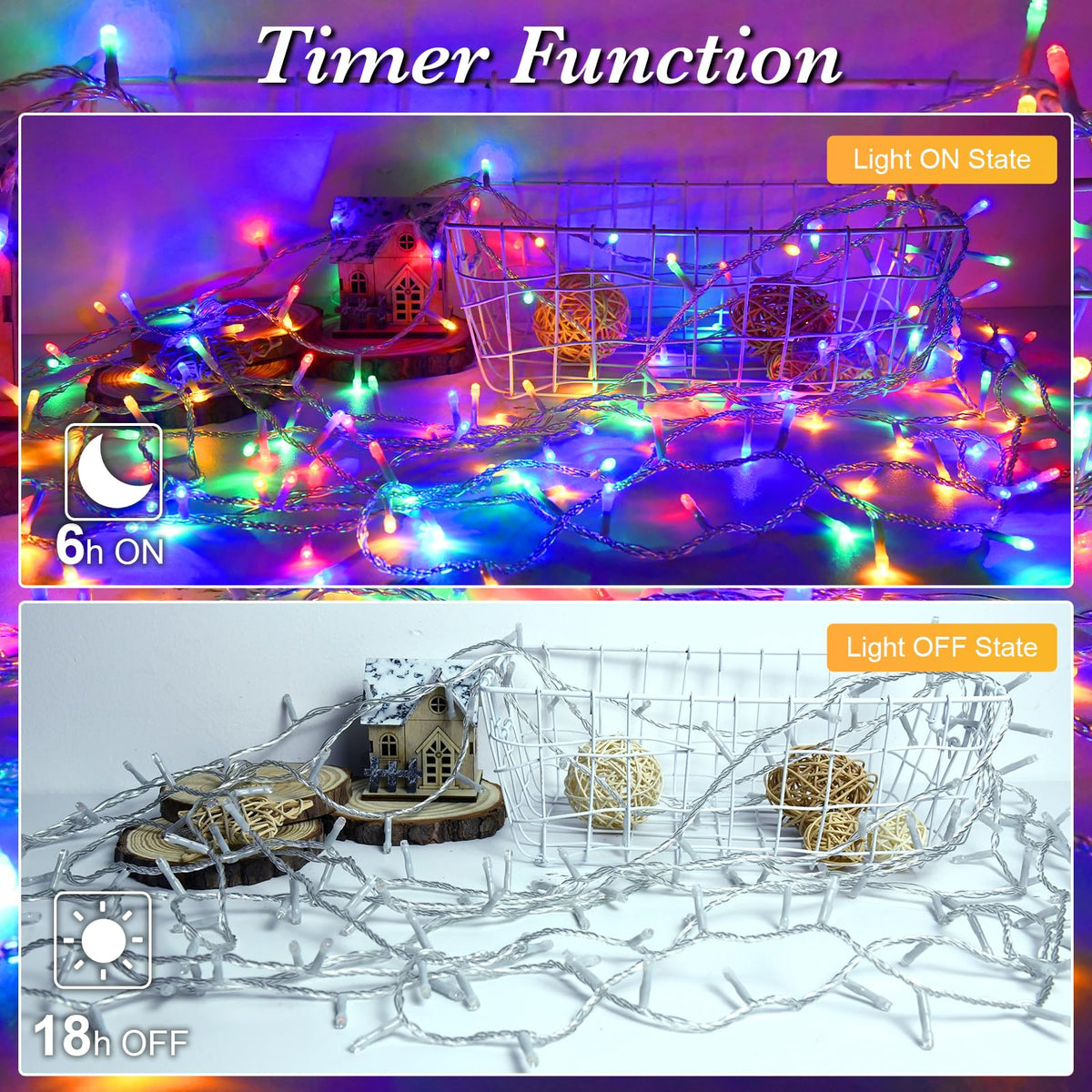 cshare Battery Fairy Lights, 2M 20 LED Fairy Lights Battery Operated with Timer, IP65 Waterproof String Lights for Jar Garden Camping Christmas Indoor Outdoor Decorations, Warm White