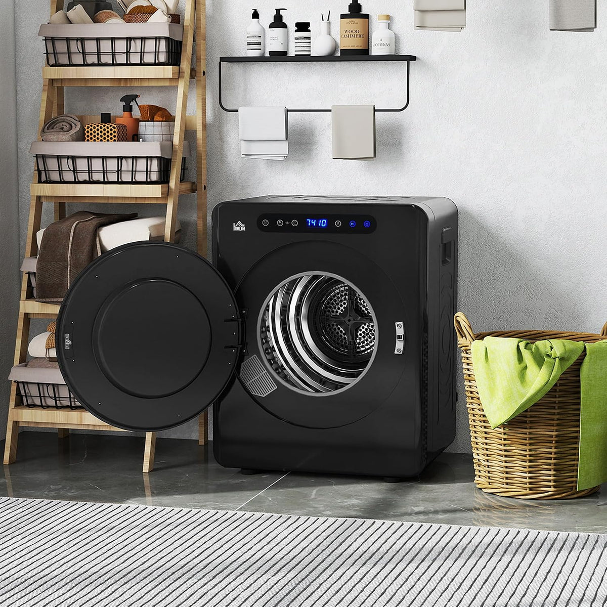 HOMCOM Vented Tumble Dryer 5kg Wet Laundry/3kg Dry Capacity 1000W Black