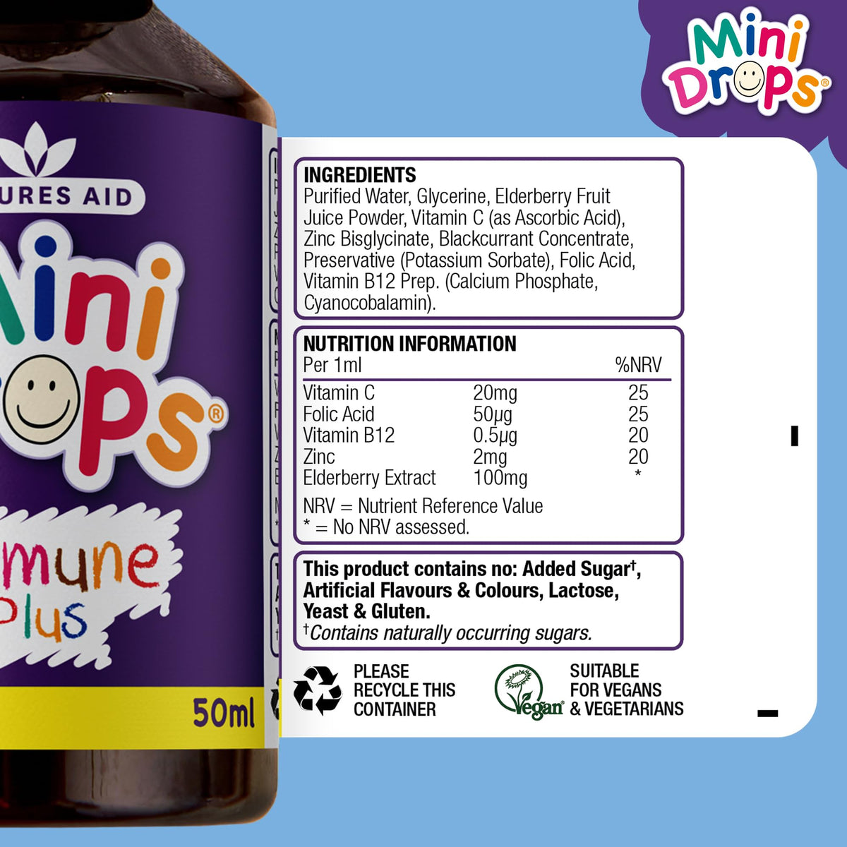 Natures Aid Mini Drops Multi-Vitamin for Babies, Kids & Children 50ml
