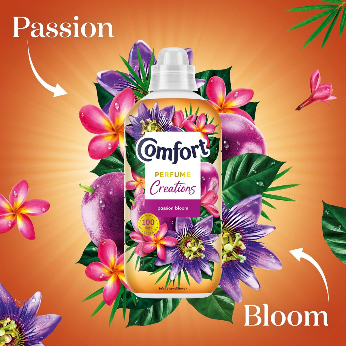 Comfort Creations Passion Bloom Fabric Conditioner with Stay Fresh technology for 100 days of freshness + fragrance* 288 washes (6x 1.44 L )