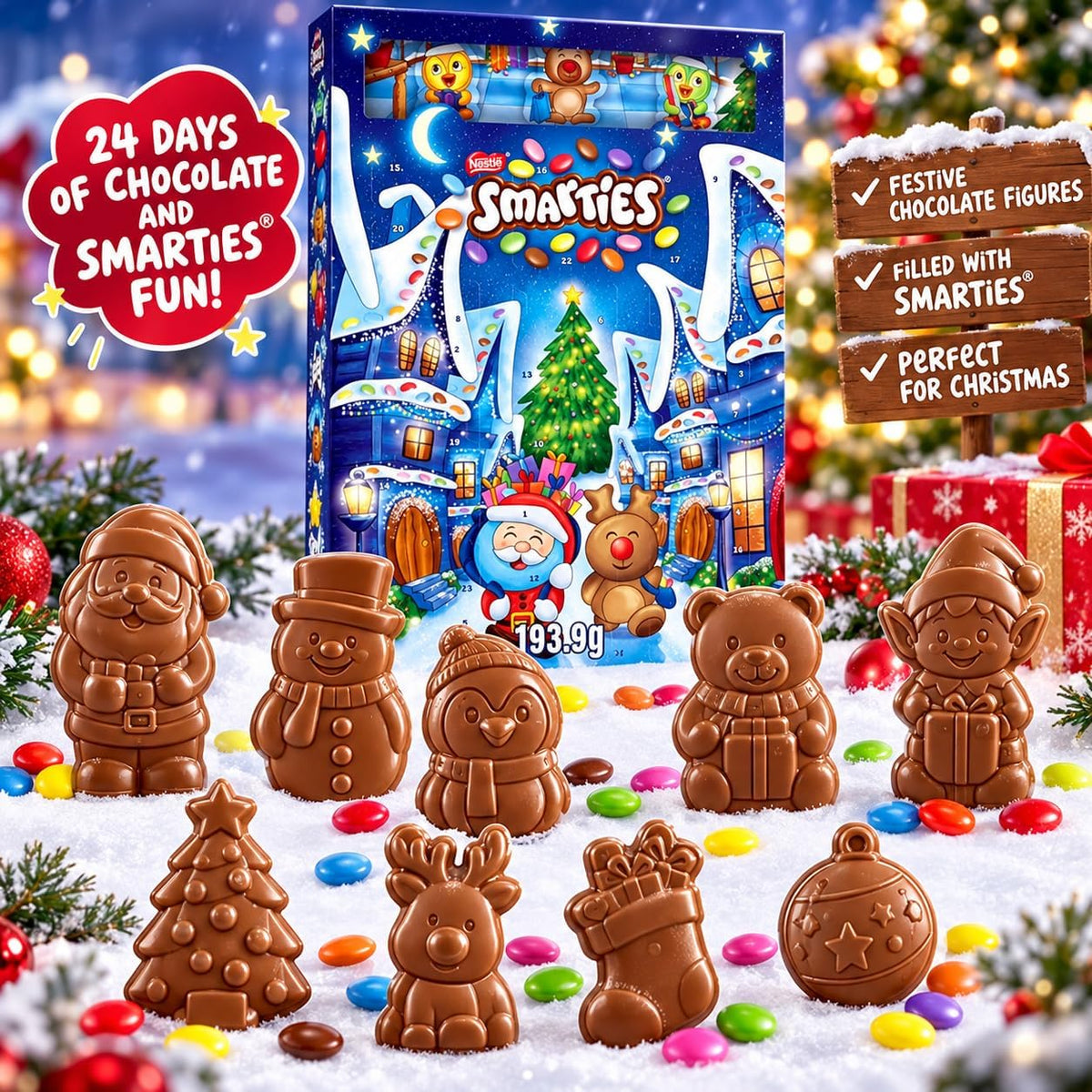 Chocolate Advent Calendar 2026 – Christmas Chocolate Advent Calendar with Assorted Milk Chocolate Figures – 24 Day Christmas Countdown Calendar – ChristmasSweets, Secret Santa Gift & Stocking Filler